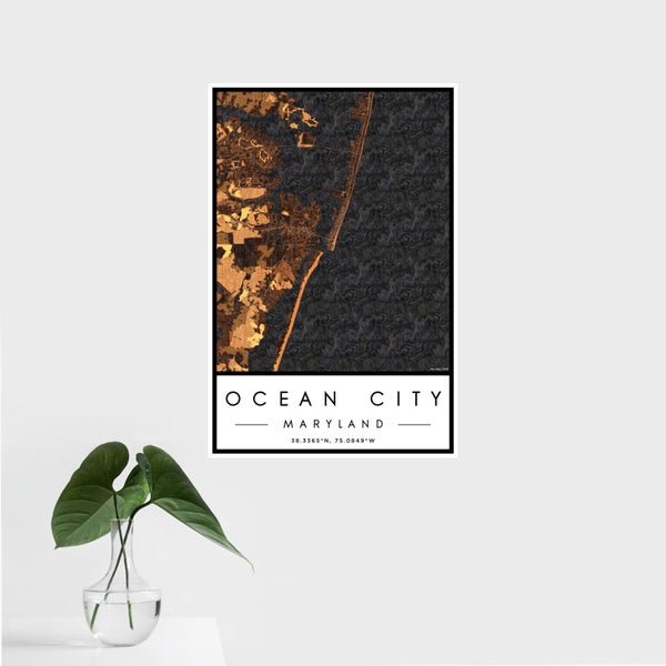 Ocean City - Maryland Map Print in Ember
