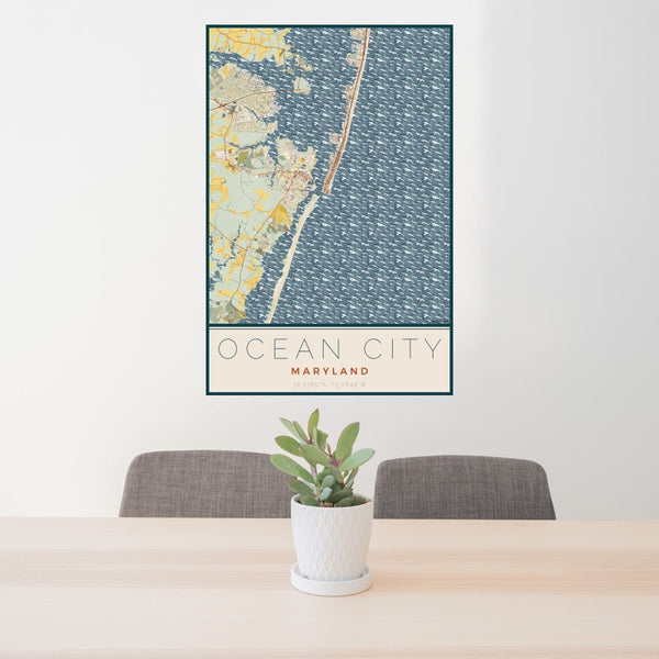Ocean City - Maryland Map Print in Woodblock