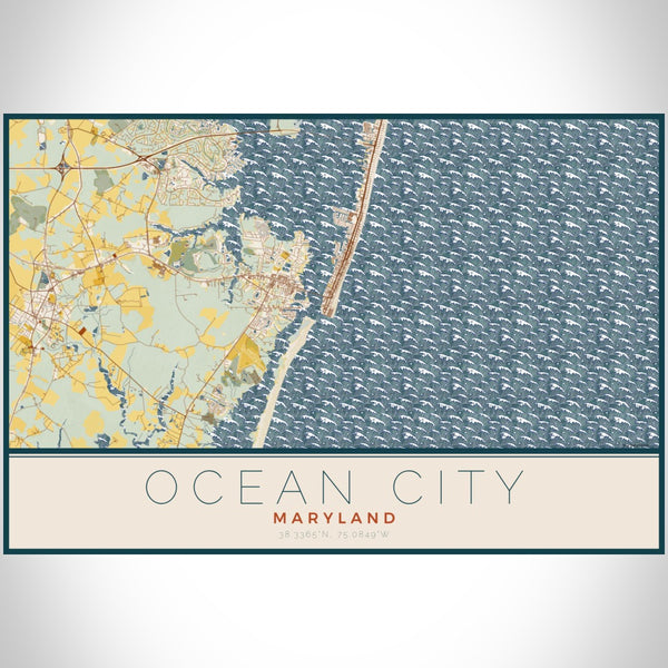 Ocean City - Maryland Map Print in Woodblock