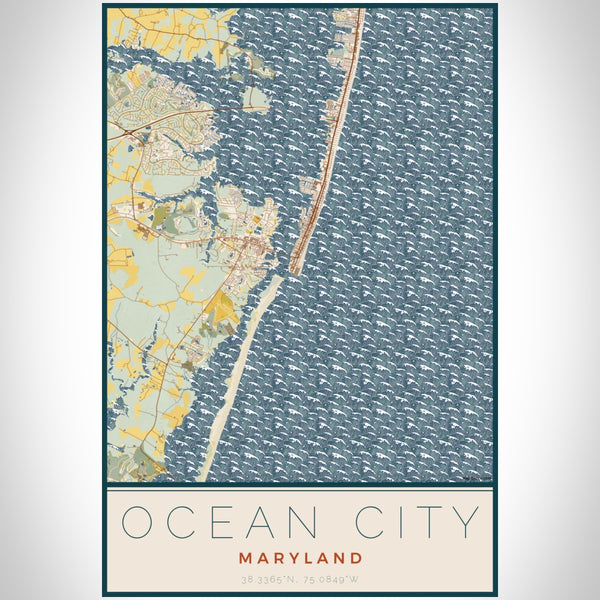 Ocean City - Maryland Map Print in Woodblock