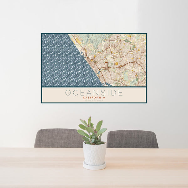 Oceanside - California Map Print in Woodblock