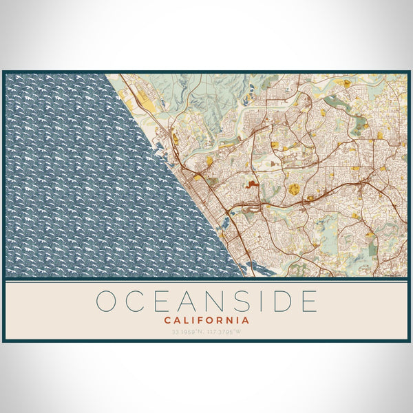 Oceanside - California Map Print in Woodblock