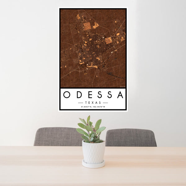 Odessa - Texas Map Print in Ember