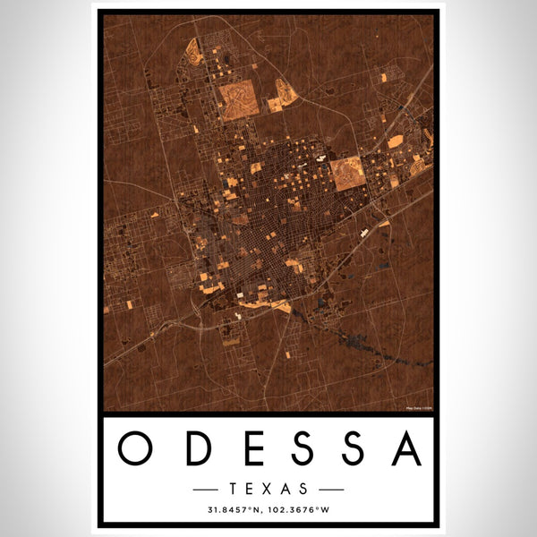 Odessa - Texas Map Print in Ember