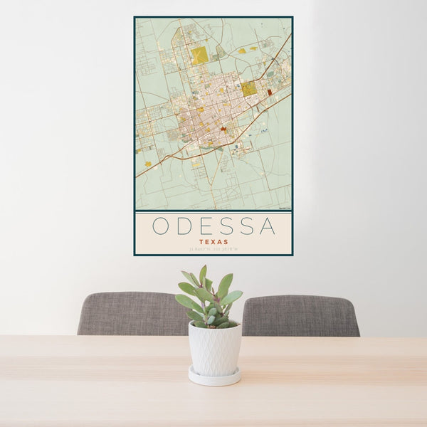 Odessa - Texas Map Print in Woodblock