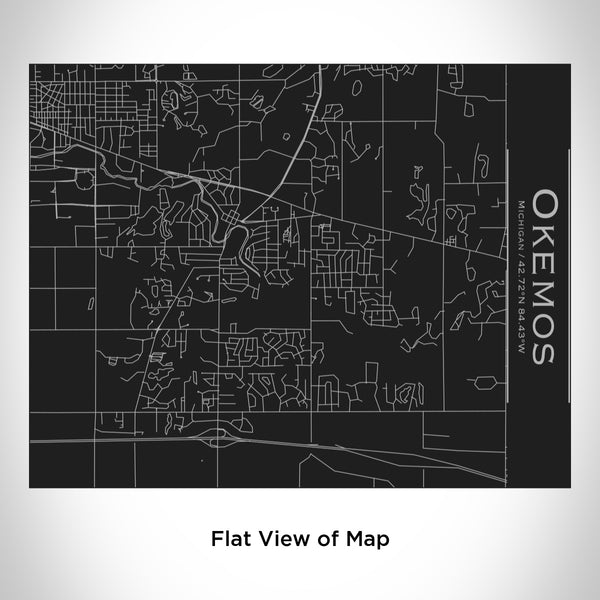 Rendered View of Okemos Michigan Map Engraving on 20oz Stainless Steel Insulated Bottle with Bamboo Top in Black