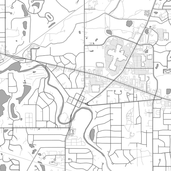 Okemos Michigan Map Print in Classic Style Zoomed In Close Up Showing Details