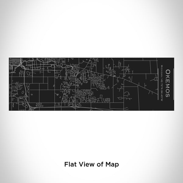 Rendered View of Okemos Michigan Map Engraving on 10oz Stainless Steel Insulated Cup with Sliding Lid in Black