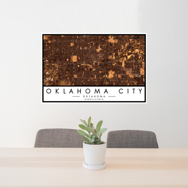 Oklahoma City - Oklahoma Map Print in Ember
