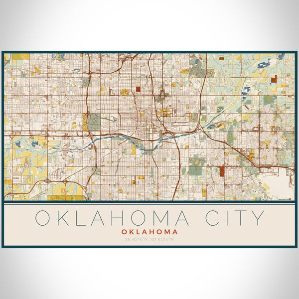 Oklahoma City - Oklahoma Map Print in Woodblock