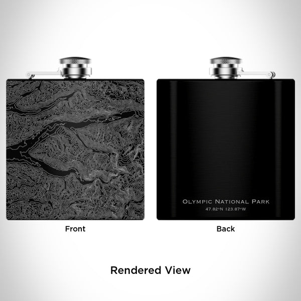 Olympic National Park - Washington Map Hip Flask in Matte Black
