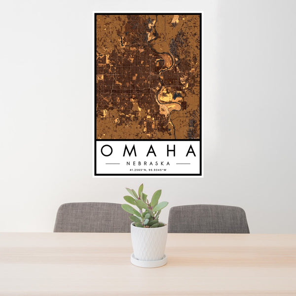 Omaha - Nebraska Map Print in Ember