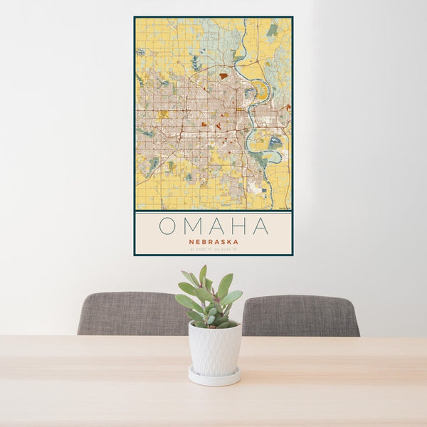 Omaha - Nebraska Map Print in Woodblock