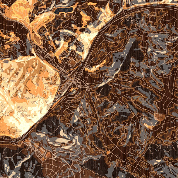 Orinda California Map Print in Ember Style Zoomed In Close Up Showing Details