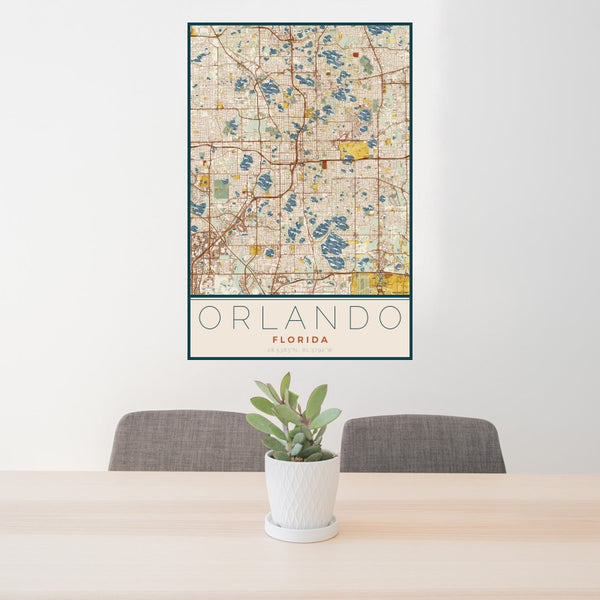 Orlando - Florida Map Print in Woodblock