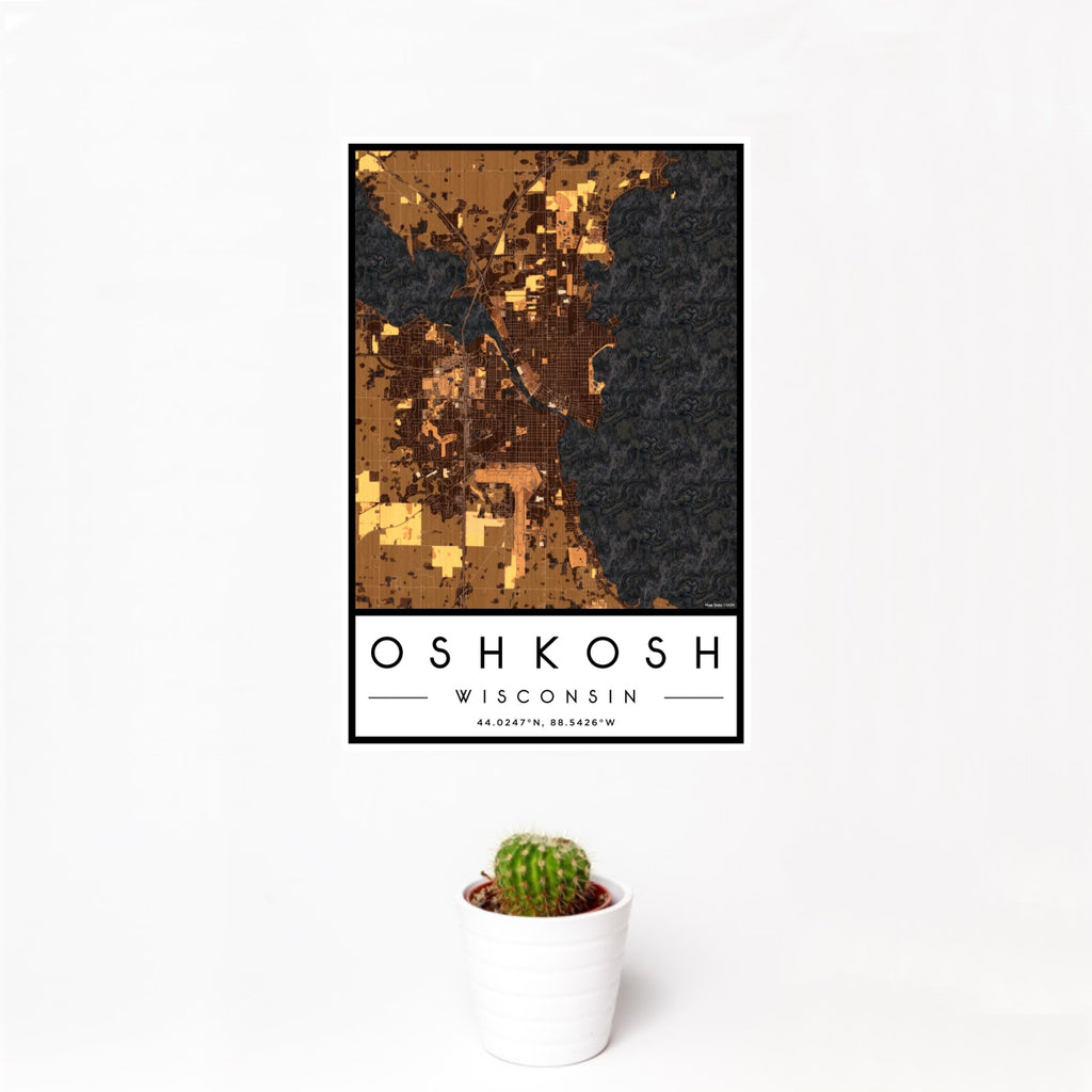 Oshkosh - Wisconsin Map Print in Ember