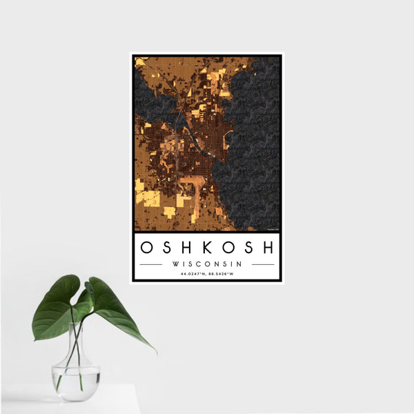 Oshkosh - Wisconsin Map Print in Ember