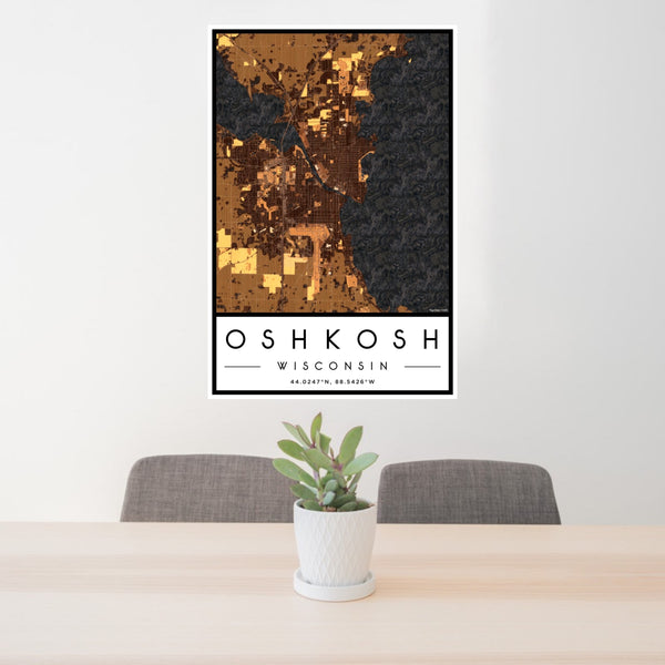 Oshkosh - Wisconsin Map Print in Ember