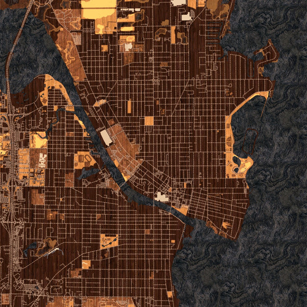 Oshkosh - Wisconsin Map Print in Ember