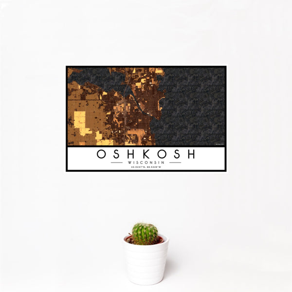 Oshkosh - Wisconsin Map Print in Ember