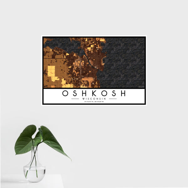 Oshkosh - Wisconsin Map Print in Ember