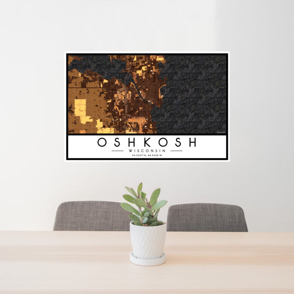 Oshkosh - Wisconsin Map Print in Ember