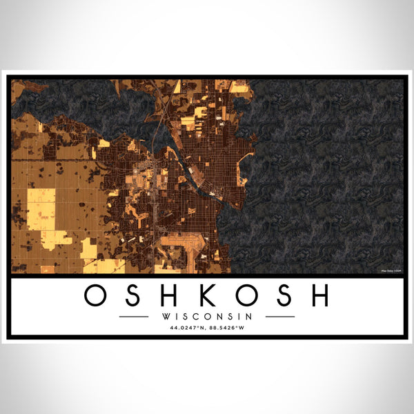 Oshkosh - Wisconsin Map Print in Ember