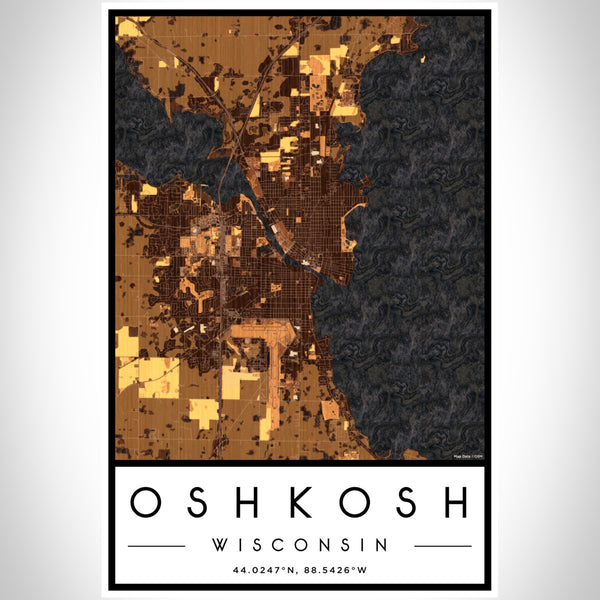 Oshkosh - Wisconsin Map Print in Ember