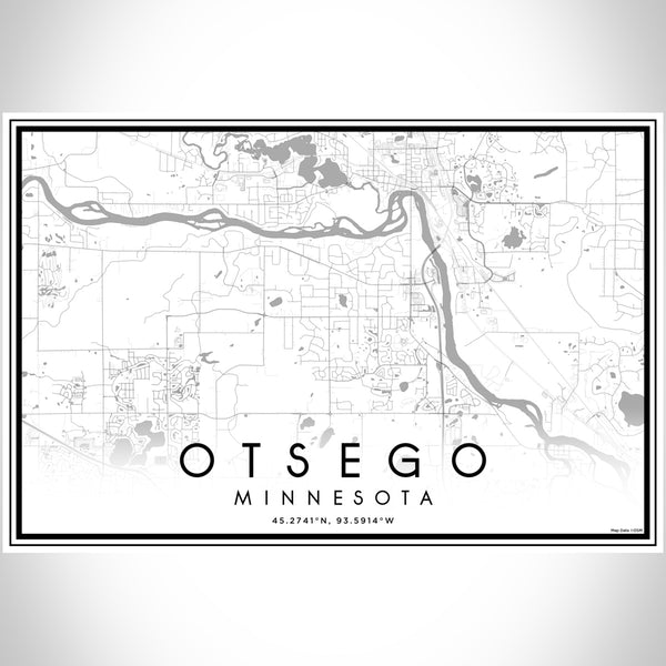 Otsego Minnesota Map Print Landscape Orientation in Classic Style With Shaded Background
