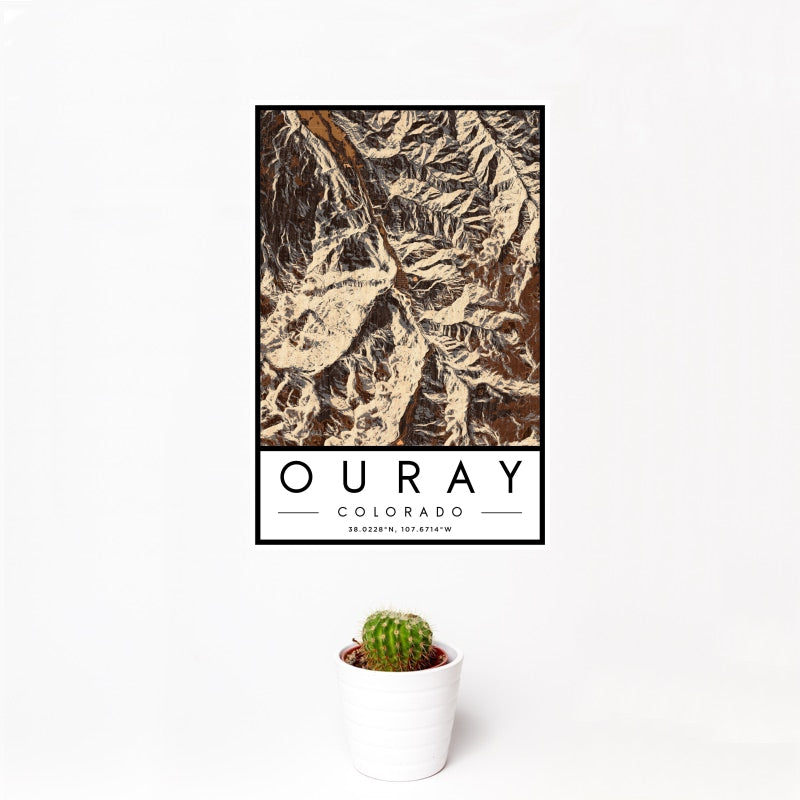 Ouray - Colorado Map Print in Ember