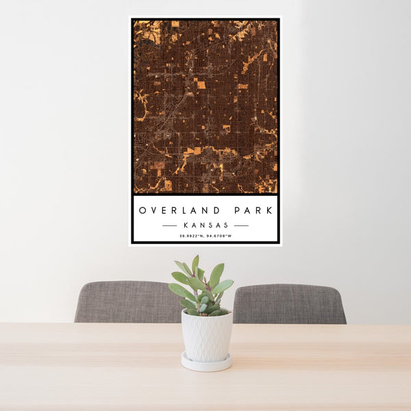Overland Park - Kansas Map Print in Ember