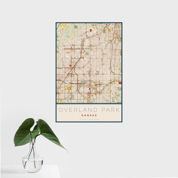 Overland Park - Kansas Map Print in Woodblock