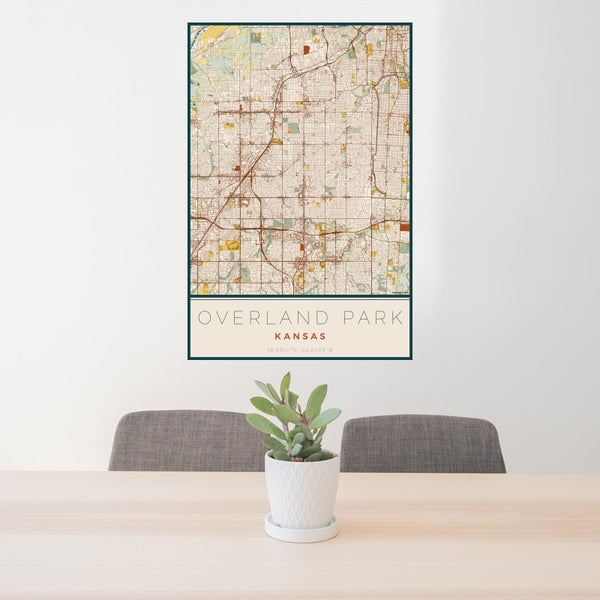 Overland Park - Kansas Map Print in Woodblock