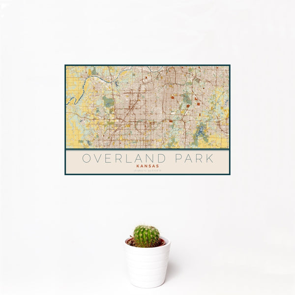 Overland Park - Kansas Map Print in Woodblock