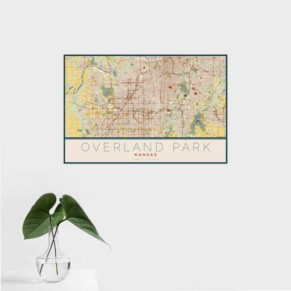 Overland Park - Kansas Map Print in Woodblock