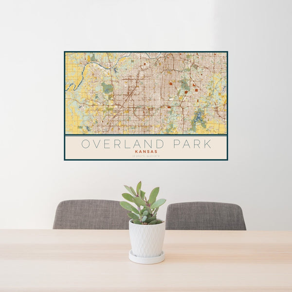 Overland Park - Kansas Map Print in Woodblock