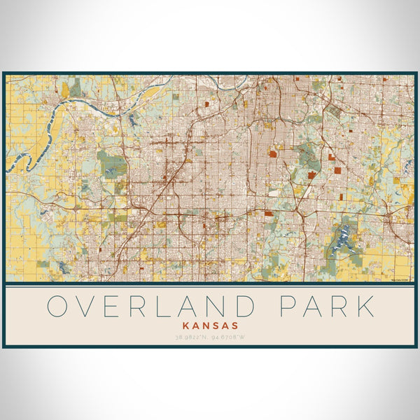 Overland Park - Kansas Map Print in Woodblock