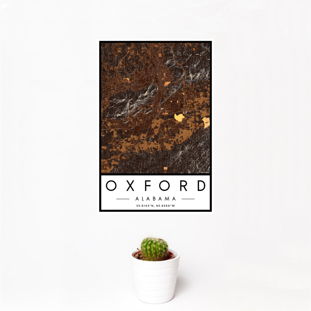 Oxford - Alabama Map Print in Ember