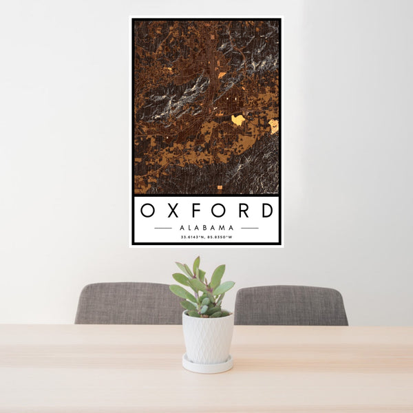 Oxford - Alabama Map Print in Ember