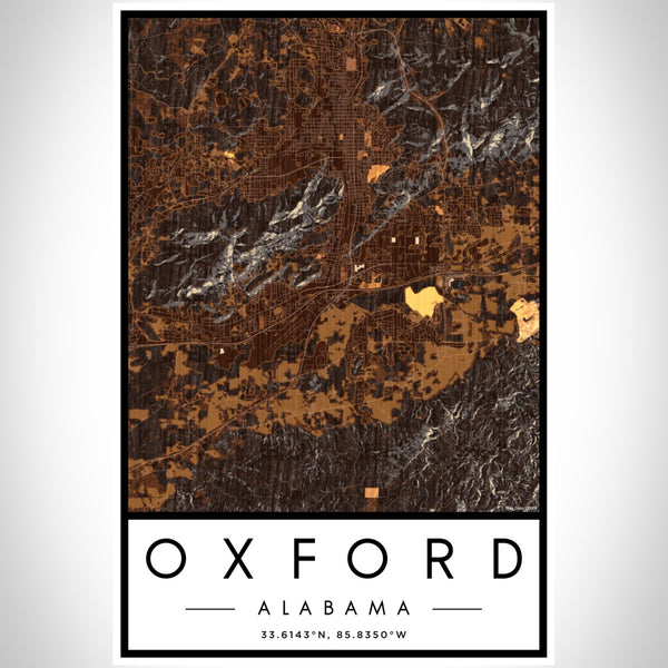 Oxford - Alabama Map Print in Ember