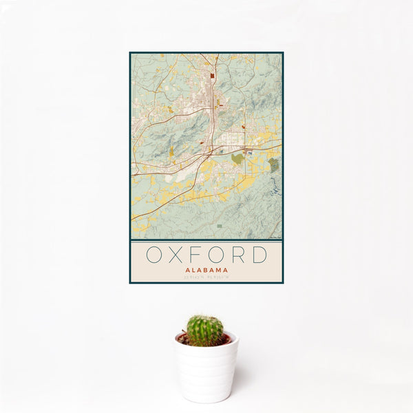 Oxford - Alabama Map Print in Woodblock