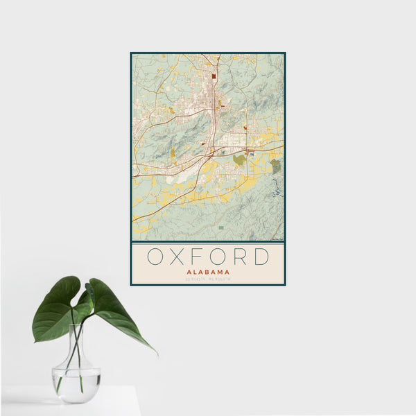 Oxford - Alabama Map Print in Woodblock