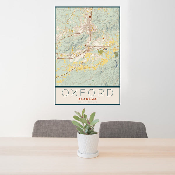 Oxford - Alabama Map Print in Woodblock