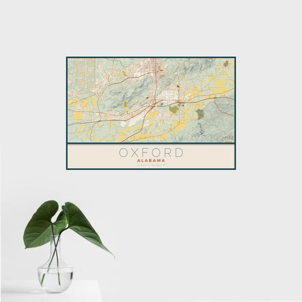 Oxford - Alabama Map Print in Woodblock