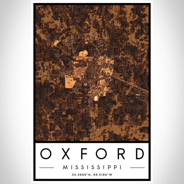 Oxford - Mississippi Map Print in Ember