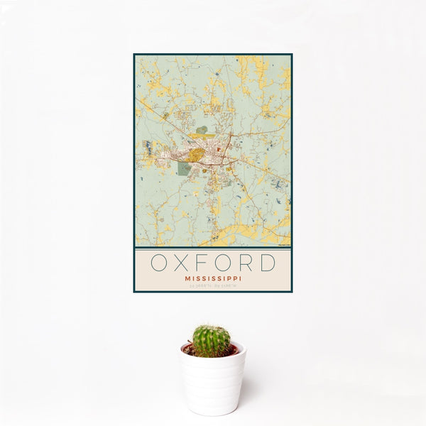 Oxford - Mississippi Map Print in Woodblock