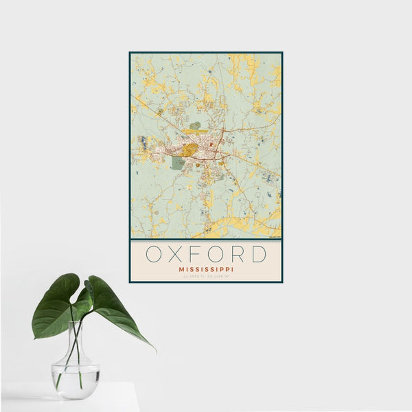Oxford - Mississippi Map Print in Woodblock