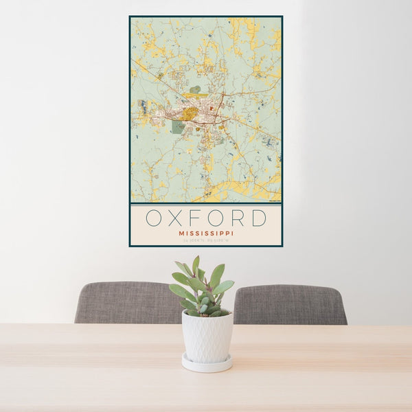 Oxford - Mississippi Map Print in Woodblock