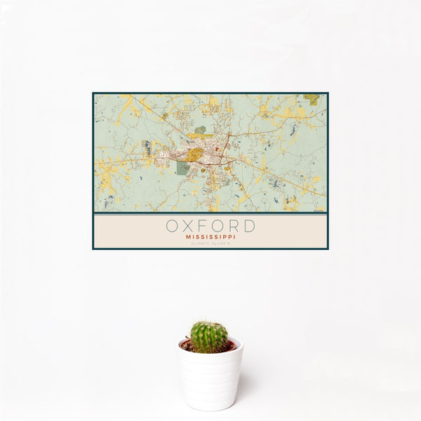Oxford - Mississippi Map Print in Woodblock