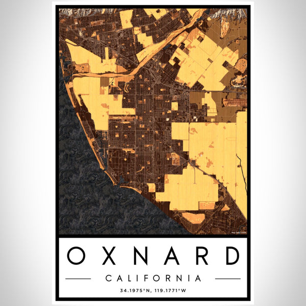 Oxnard - California Map Print in Ember